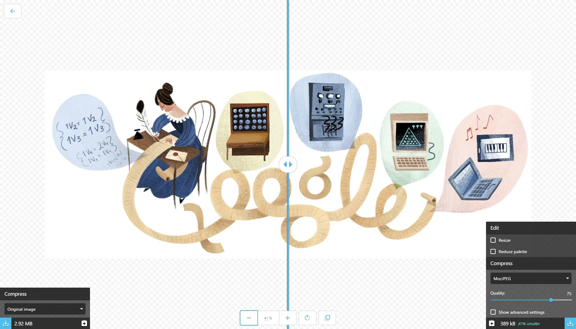 Googleさんの画像圧縮ツール「Squoosh」がいいですね