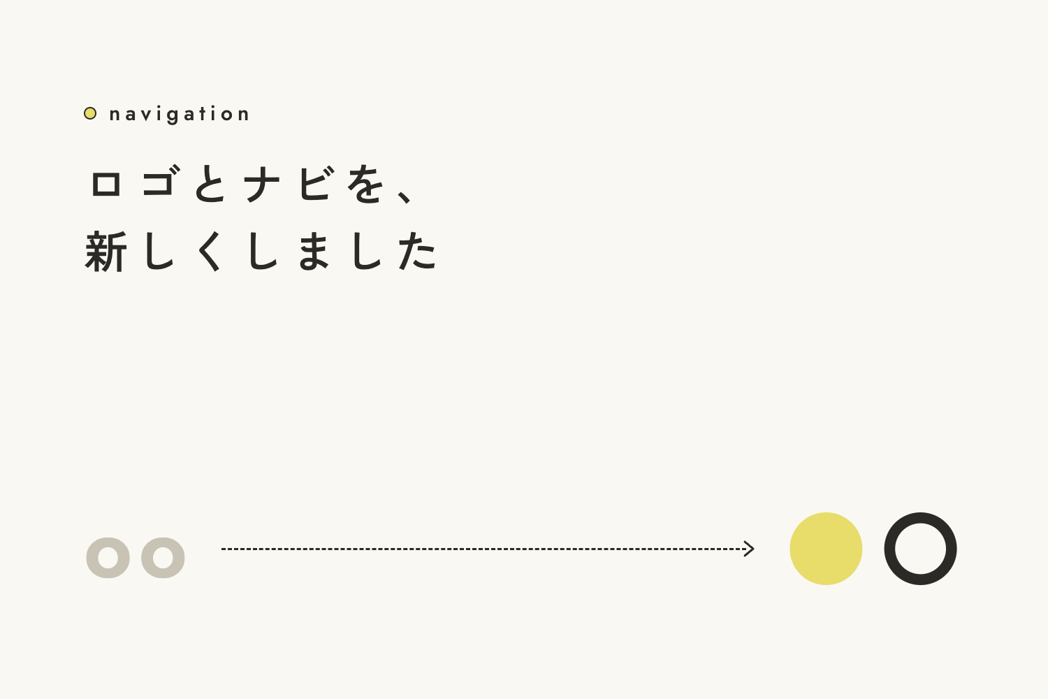 ロゴとナビを、新しくしました（oo から ●○ へ）
